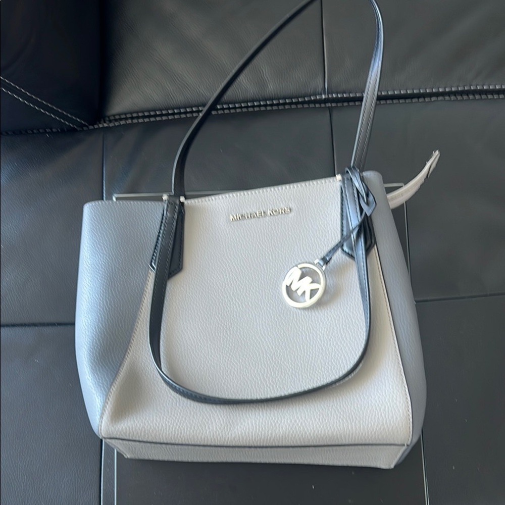 Michael Kors Gray Shoulder Bag with Metallic Charm
